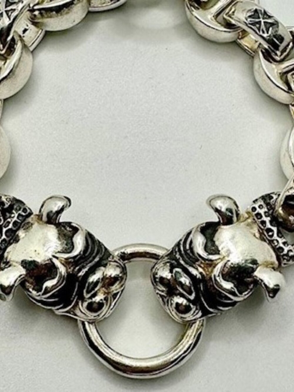 C'est Magnifique Double Dog SILVER BRACELET WEIGHS 106 GRAMS